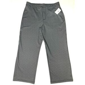 Sanctuary Pull On Flat Front Stretch Crop Pants Plus Sz 3X Black Mini Check NWT